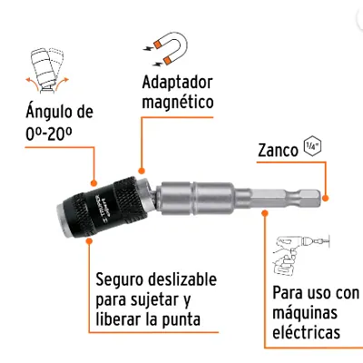 Adaptador Articulado de 90 MM Magnético para Puntas, Expert