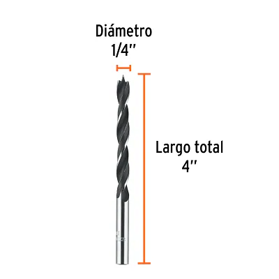 Broca con Punta Centradora 1/4" para Madera, Truper