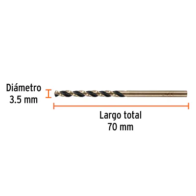 Broca HSS 3.5 MM Trugold para Metal, Truper Expert