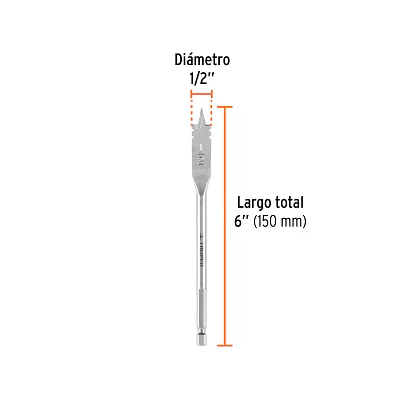 Broca Paleta 1/2" para Madera, Truper