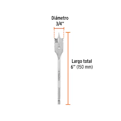 Broca Paleta 3/4" para Madera, Truper