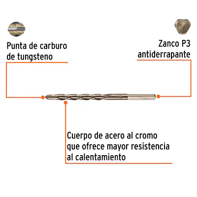 Broca para Concreto de 1/4 X 4", Truper