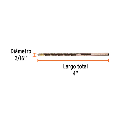 Broca para Concreto de 3/16 X 4", Truper