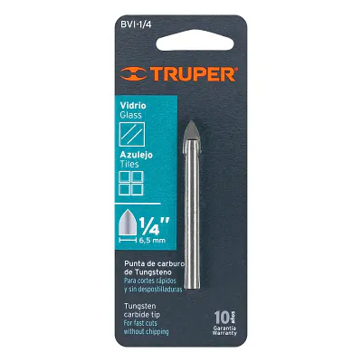 Broca para Vidrio y Mayolica - 1/4", Truper