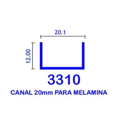 Canal P/melamina - 19 MM Interior - Mate 2.95 MT