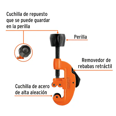 Cortador de Tubo de Cobre 1/8" A 1 - 1/8" Cuchilla 17MM,TRUPER