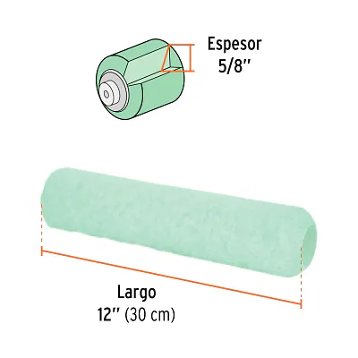 Felpa para Rodillo - 12" X 5/8" - Superficies Poco Rugosas, Truper