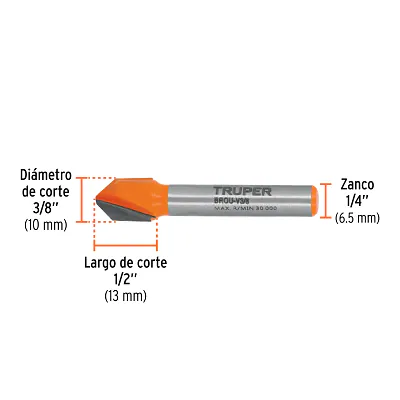 Fresa Corte en "V", 3/8", Truper