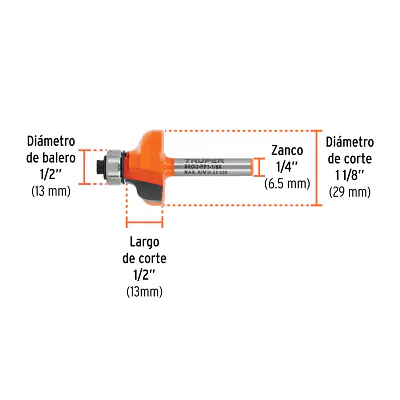 Fresa Pecho Paloma 1 - 1/8" con Rodaje, Truper