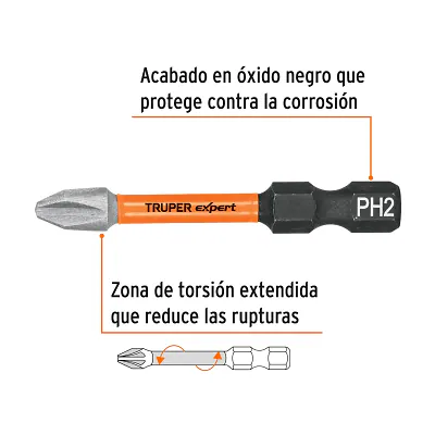 Puntas de Cruz PH2 de Impacto Largo 2", Expert