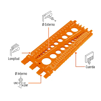Regla Medidora de Tuercas y Tornillos, 22 CM, Truper