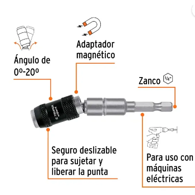 Adaptador Articulado de 90 MM Magnético para Puntas, Expert