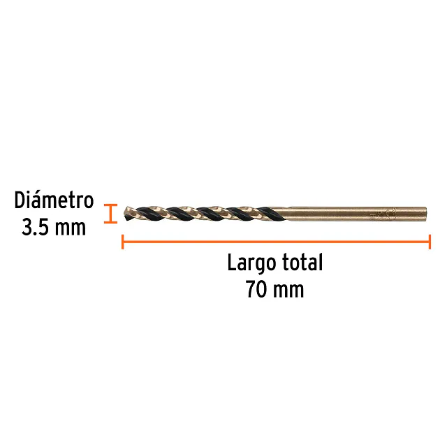 Broca HSS 3.5 MM Trugold para Metal, Truper Expert