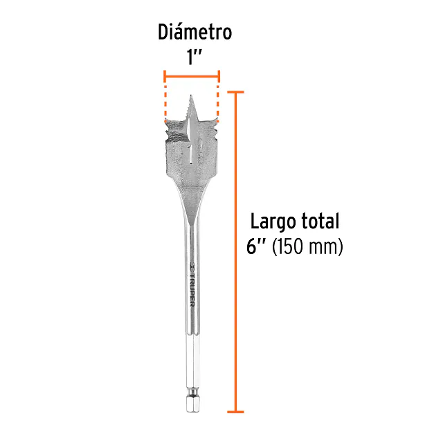 Broca Paleta 1" para Madera, Truper