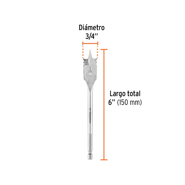 Broca Paleta 3/4" para Madera, Truper