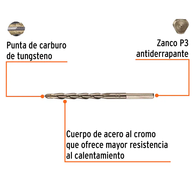 Broca para Concreto de 1/4 X 4", Truper