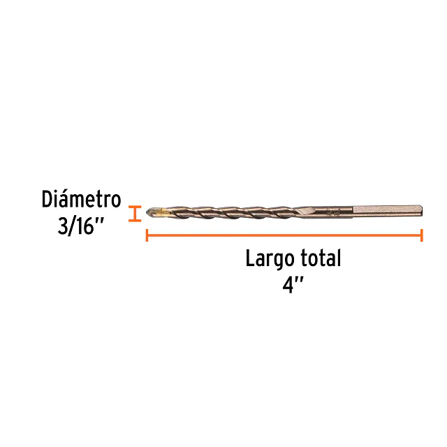 Broca para Concreto de 3/16 X 4", Truper