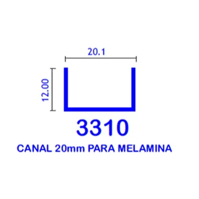 Canal P/melamina - 19 MM Interior - Mate 2.95 MT