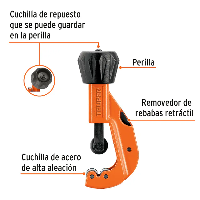 Cortador Tubo de Aluminio - 1/8" A 1.1/4" - Cuchilla 18 MM - Truper