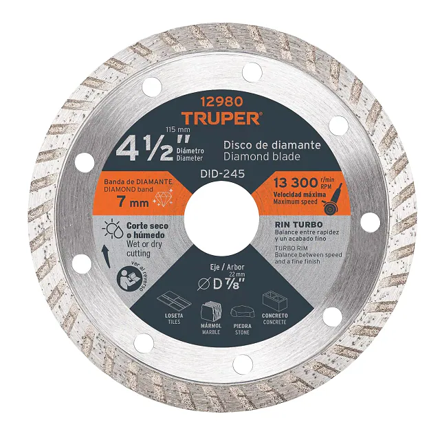Disco Diamantado de 4 .1/2" X 2.2 MM Rin Turbo, Truper