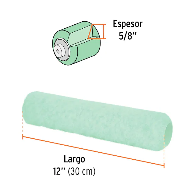 Felpa para Rodillo - 12" X 5/8" - Superficies Poco Rugosas, Truper