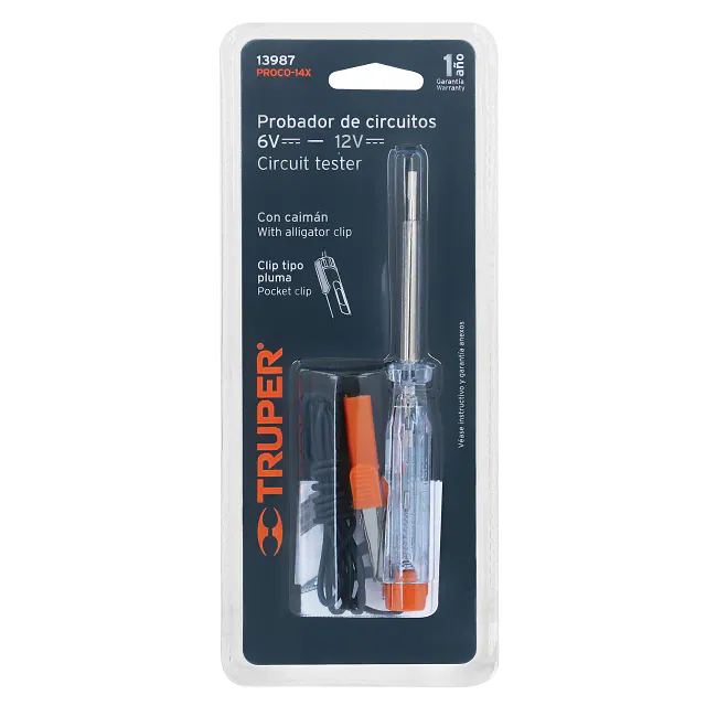 Probador Piloto - 12V - 14 CM de Corriente Directa C/caimán