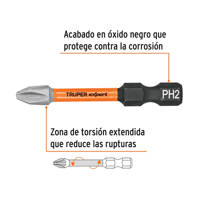 Puntas de Cruz PH2 de Impacto Largo 2", Expert
